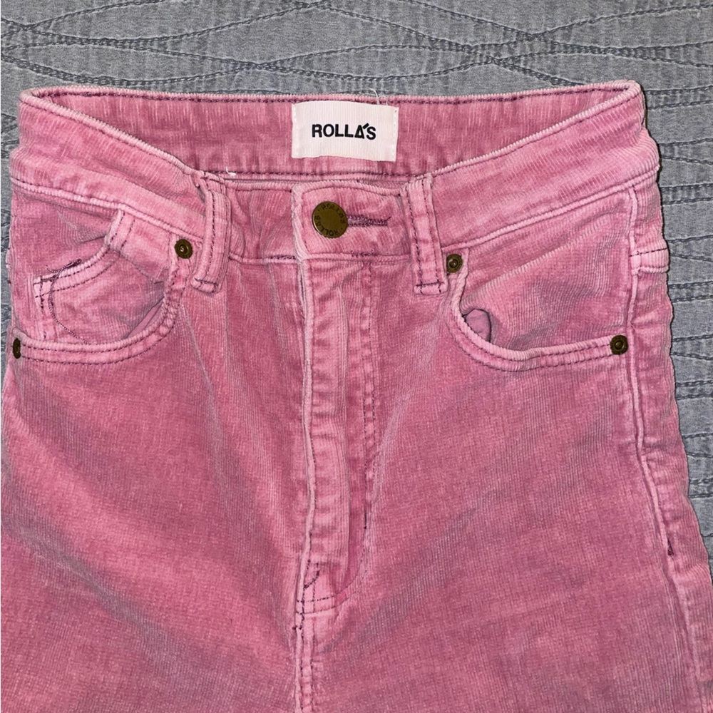ROLLA’S Eastcoast Baby Whale Corduroy Lilac Cord High rise Flare Pants Size 24 - Picture 11 of 16
